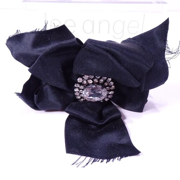 Vintage Neiman Marcus Silk Raw Edge Crystal Statement Wide Cuff Bracelet NWT 398 - Picture 2 of 10